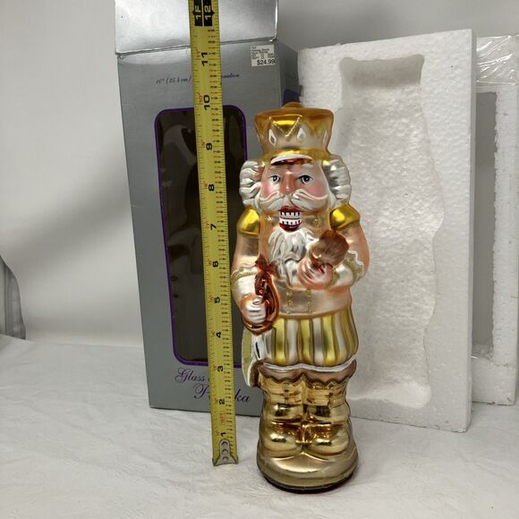 Vintage Hand Blown Glass Gold 10" Nutcracker by Peschka Christmas 1996 Figure - Picture 2 of 16
